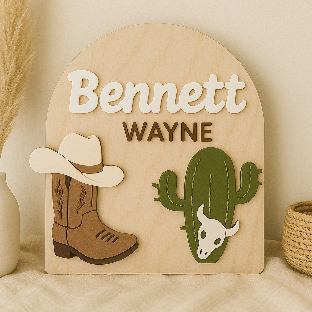 Boy's Western Personalized Name Sign
