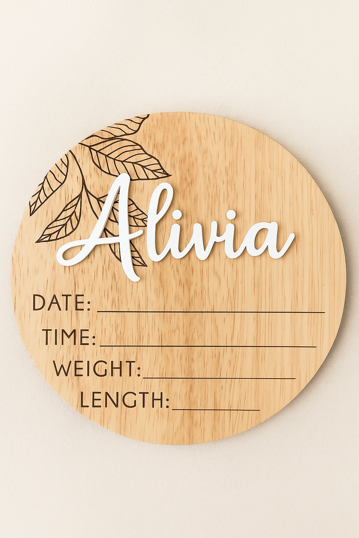 Personalized Botanical Birth Announcement